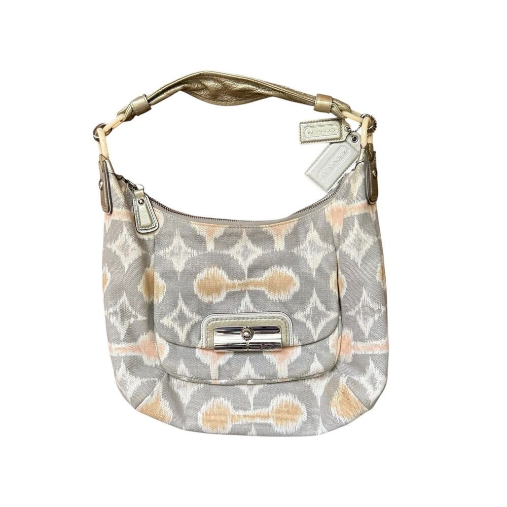 Coach Kristin Purse Signature Op Art Ikat Print Hobo Bag Spring Sparkles 16936